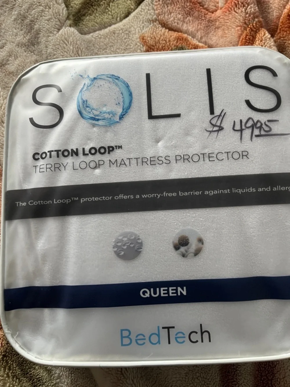 SOLIS Cotton Loop Queen Mattress Protector - White